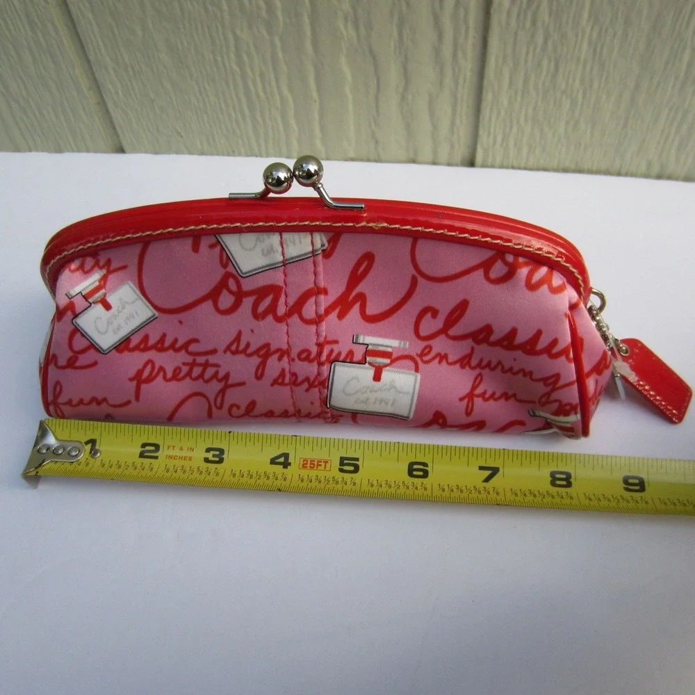 COACH LIMITED EDITION Satin Kisslock Perfume Bottle Print Framed Bag 8''X3''X3''